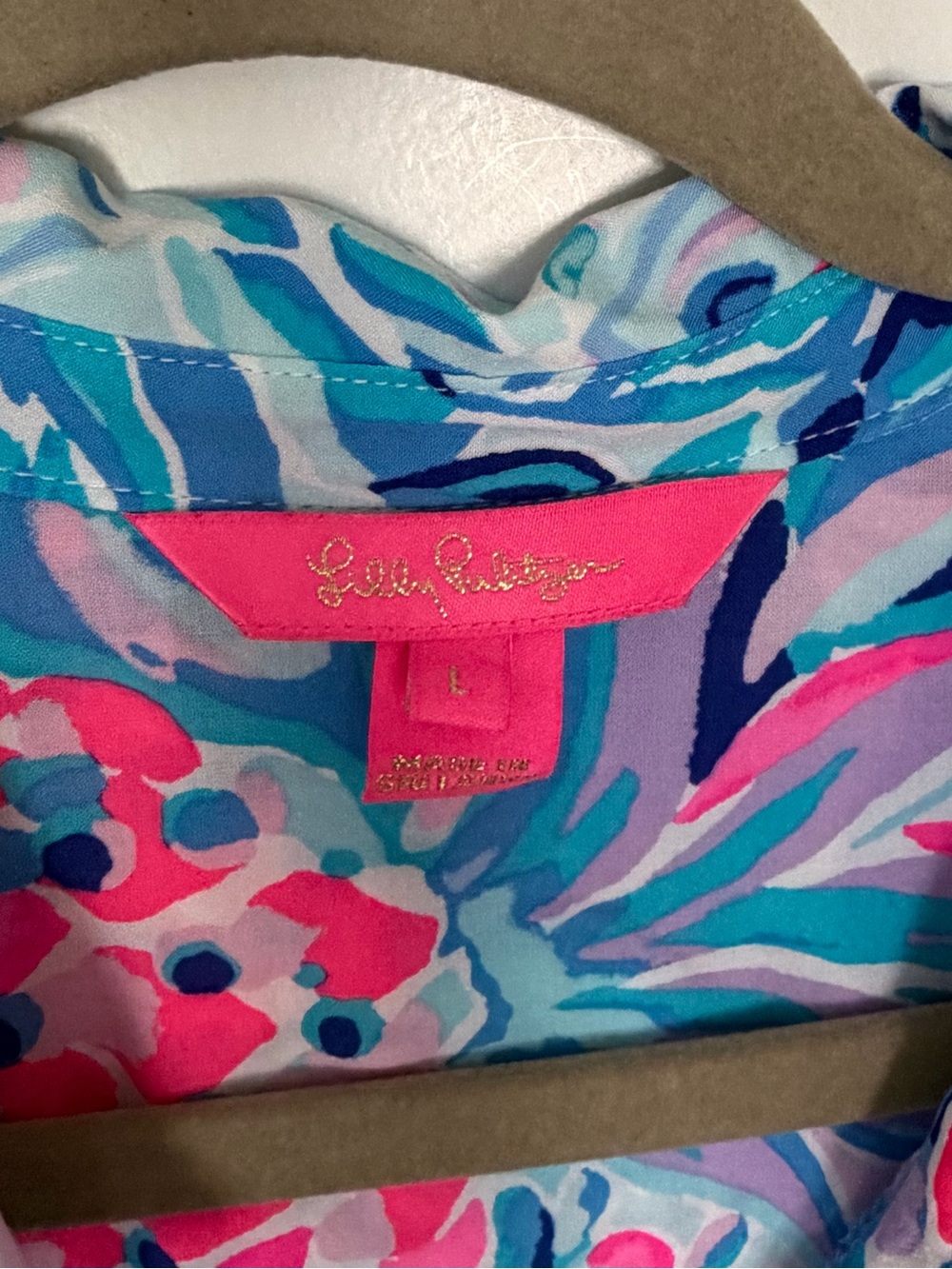 Lilly Pulitzer Natalie tunic size L swim coverup shirt dress blue pineapple - Picture 2 of 6